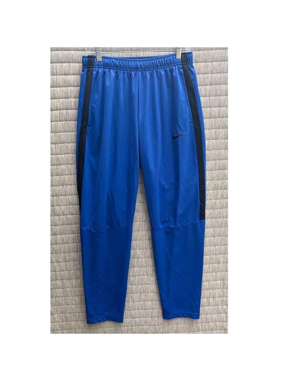 Nike Men's Blue Athletic Jogger Track Pants Size Large Navy Side Stripe Pockets